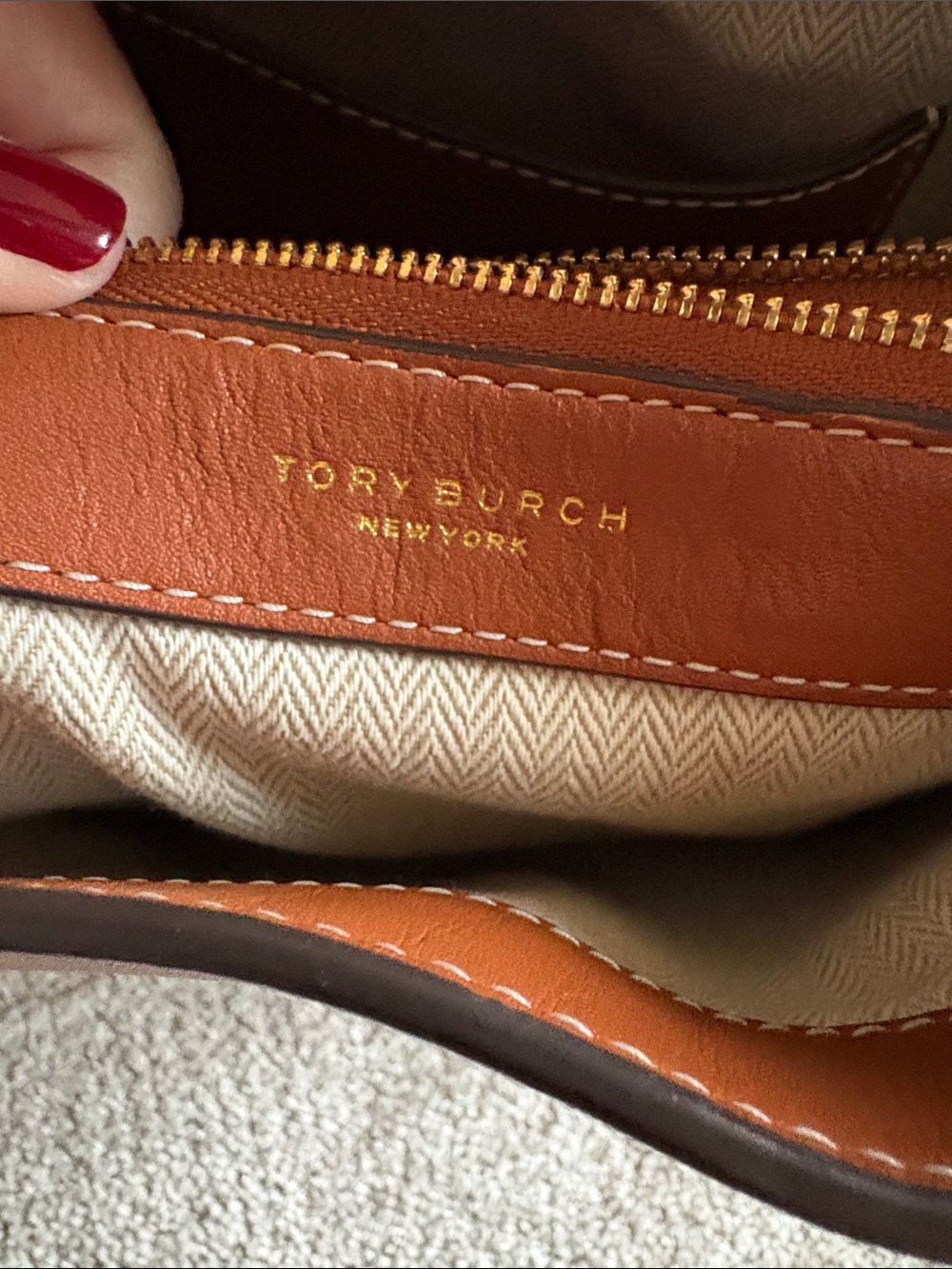 Tory Burch Leather Tote in Saddle - Picture 5 of 16